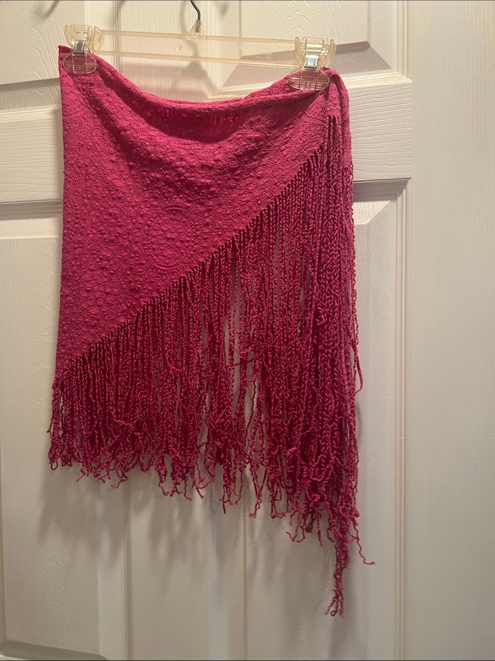Fuchsia Fringe Triangle Shawl Scarf - Unbranded